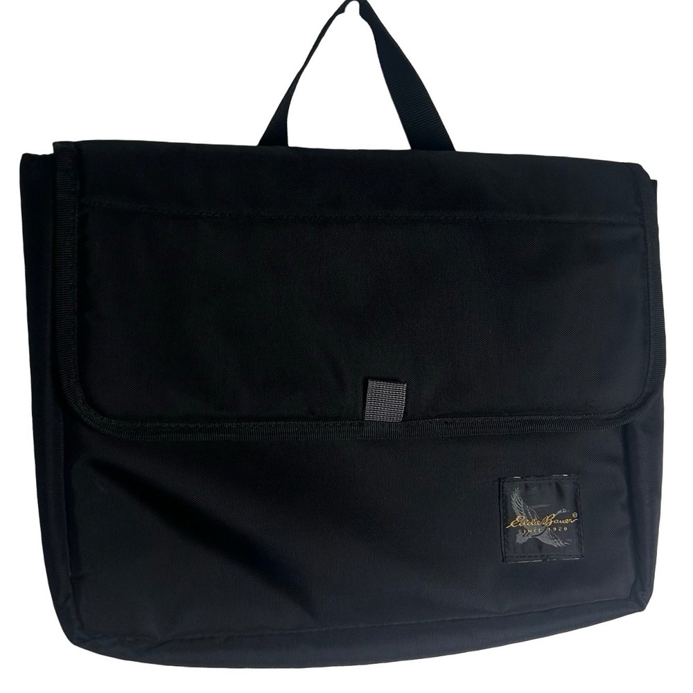 Eddie Bauer Black Nylon Hanging Toiletry Bag Travel Organizer Dopp Kit